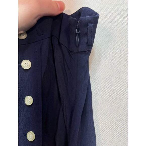 Talbots Womens Preppy Midi Skirt Stretch Size 18 Blue Button Side Zipper Casual - Picture 7 of 12